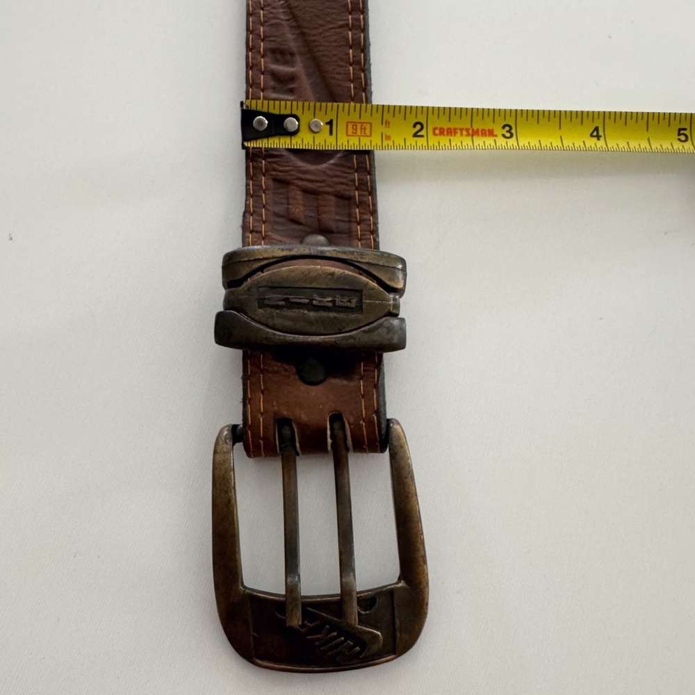 Vintage Nike Brown Leather Logo Belt - Picture 9 of 9